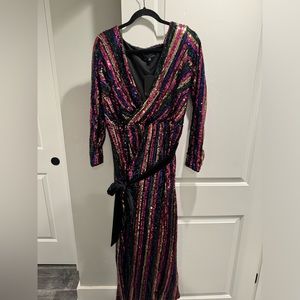 Eloquii Rainbow Sequin Wrap Dress